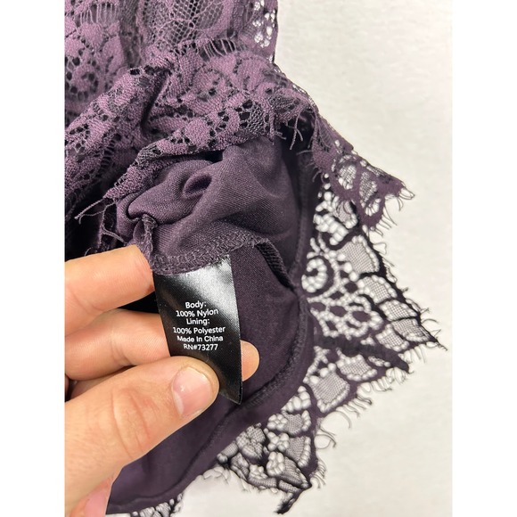 APT 9 Purple Lace Off Shoulder Long Sleeve Bell Sleeve Top Blouse Womens M - Picture 8 of 9